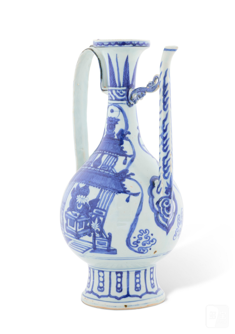 RARE VERSEUSE EN PORCELAINE BLEU BLANC À DÉCOR À LA FONTAINE MAGIQUE  CHINE, DYNASTIE MING, ÉPOQUE JIAJING (1522-1566) - 图2